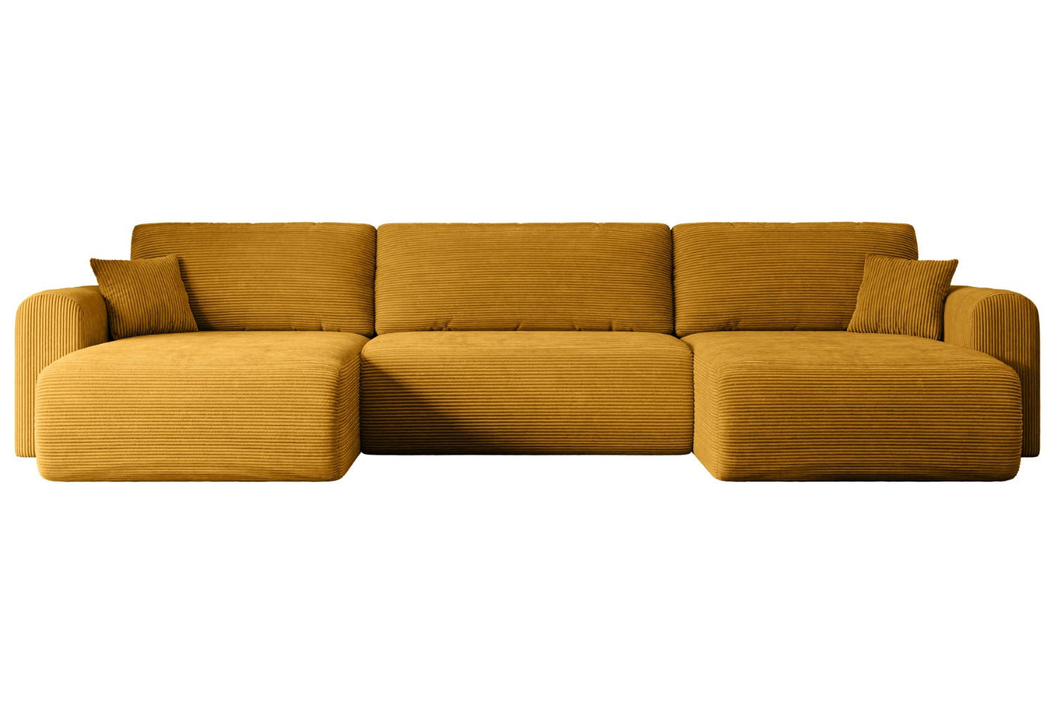WOHNLANDSCHAFT mit Schlaffunktion und Bettkasten ORRO-U - 362x145x83 cm Senfgelb Cord - Gelb/Schwarz, Holzwerkstoff/Kunststoff (362/83/145cm) - ALTDECOR