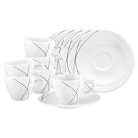 ESPRESSOTASSEN MIT UNTERTASSEN Trio Highline weiß-grau 110 ml 6er Set - Weiß/Grau, Keramik (0.11L) - Seltmann Weiden