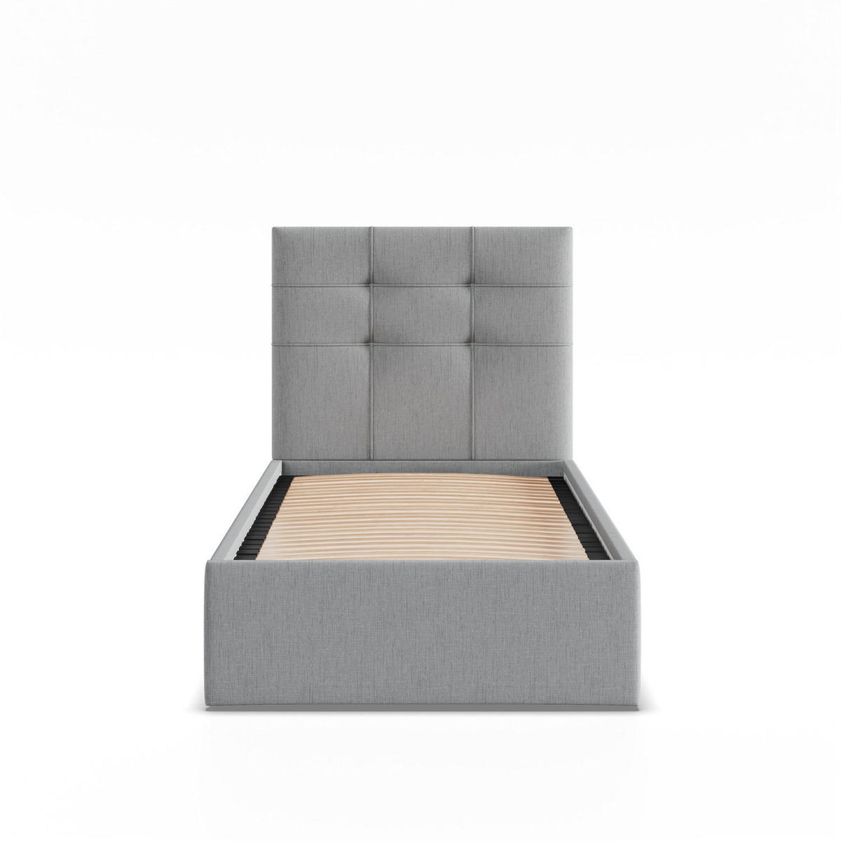 POLSTERBETT MIT KOPFTEIL 90x200 ohne Bettkasten SORIA, Grau - Hellgrau, Textil (90/200cm) - Mebligo