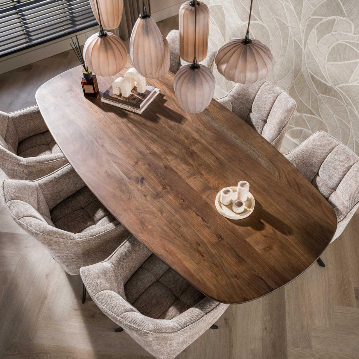 ESSTISCH ONDA Braun Oval Akazie Holz 215 cm - Akaziefarben, Holz (215/105/77cm) - alesvelt