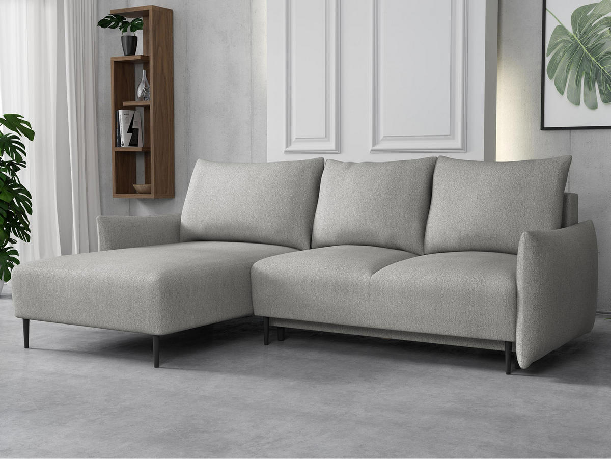 ECKSOFA Santi L - Hellgrau/Schwarz, Holz/Textil (240/160cm) - MIRJAN24