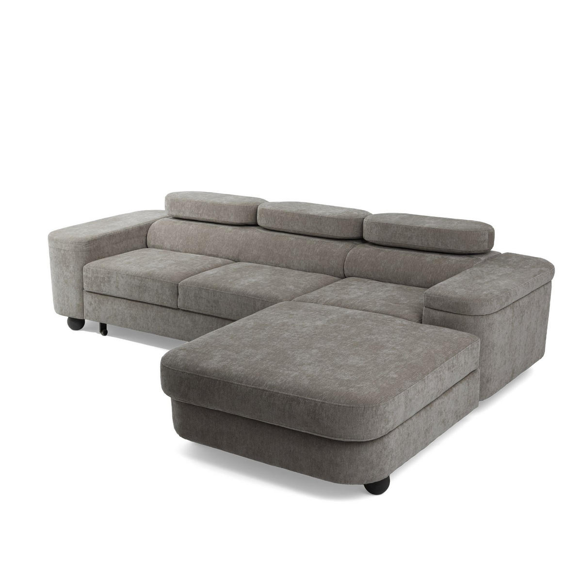 ECKSOFA LOVE L Rechts mit Schlaffunktion 124x210 Chenille Grau - Schwarz/Grau, Holz/Textil (205/284cm) - Muffo