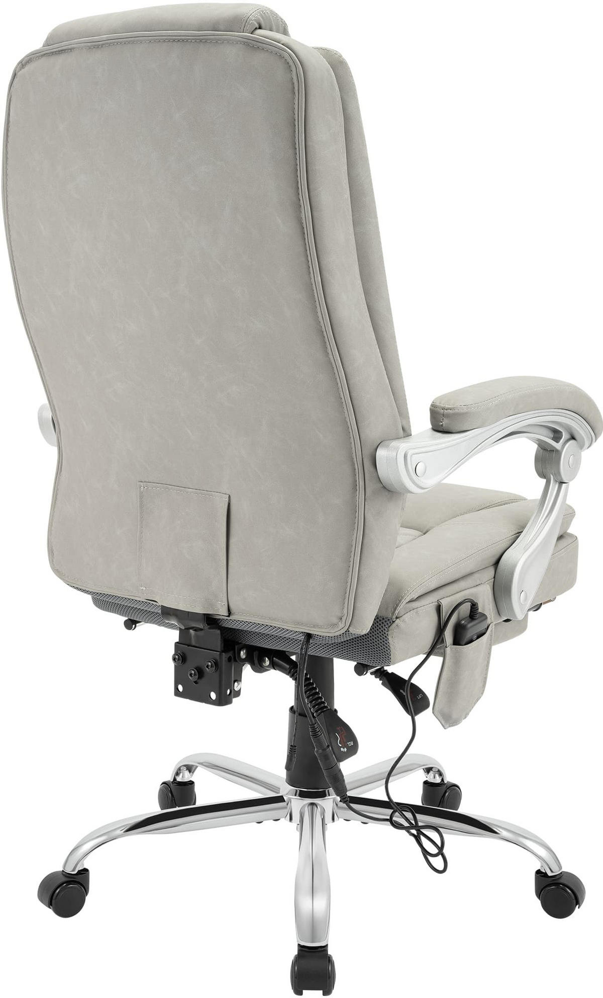 CHEFSESSEL Lederlook Grau - Chromfarben/Grau, Textil/Metall (67/110/70cm) - CLP