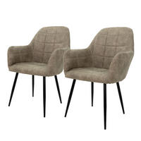 ESSZIMMERSTUHL Samt Olive 2er Set - Schwarz/Olivgrün, Textil/Metall (58/83/43cm) - ECD-Germany