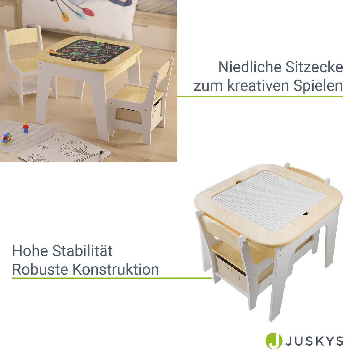 KINDERSITZGRUPPE Milou natur - Naturfarben, Holz (60/50/60cm) - Juskys
