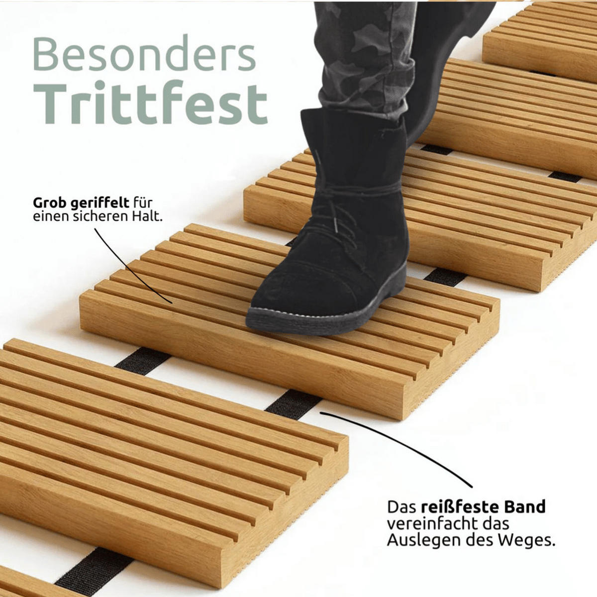 ROLLWEG Garten Holz THEO 35cm Breit Gartenweg Ausrollen - Braun, Holz (250/35/2.7cm) - DELUKE