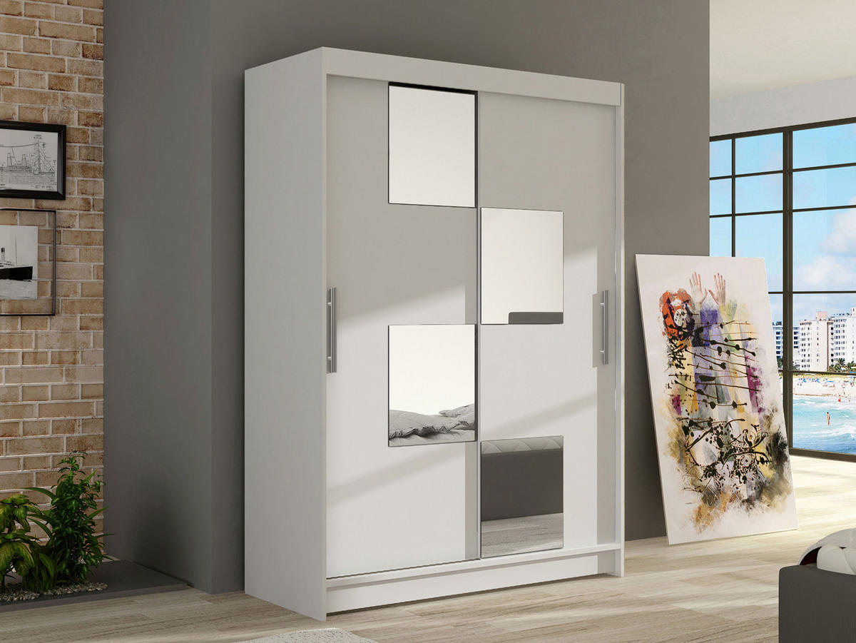 KLEIDERSCHRANK Miami III - Silberfarben/Weiß, Holzwerkstoff/Kunststoff (120/200/58cm) - MIRJAN24