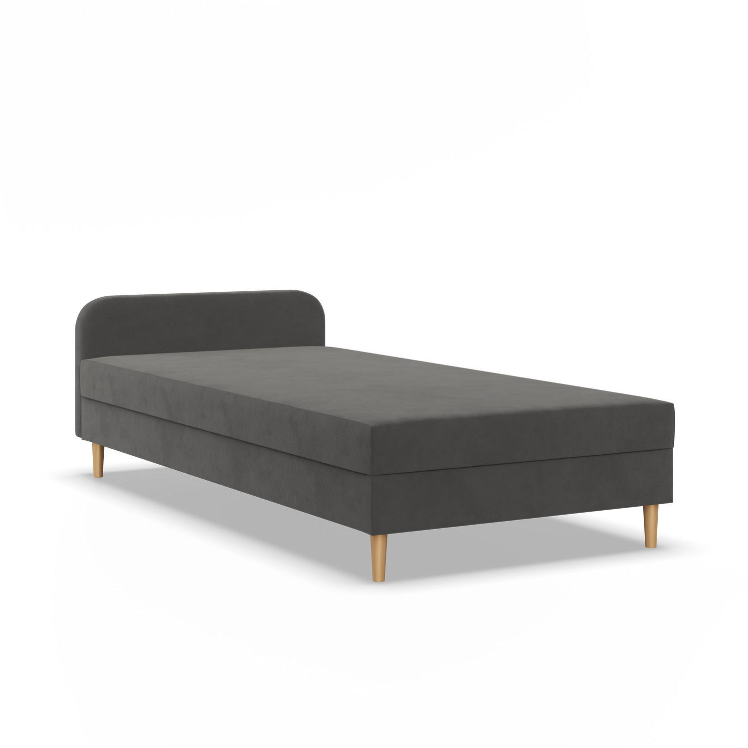 BOXBETT MIT KOPFTEIL 90x200 CASPE, Grau - Graphitfarben, Textil (90/200cm) - Mebligo
