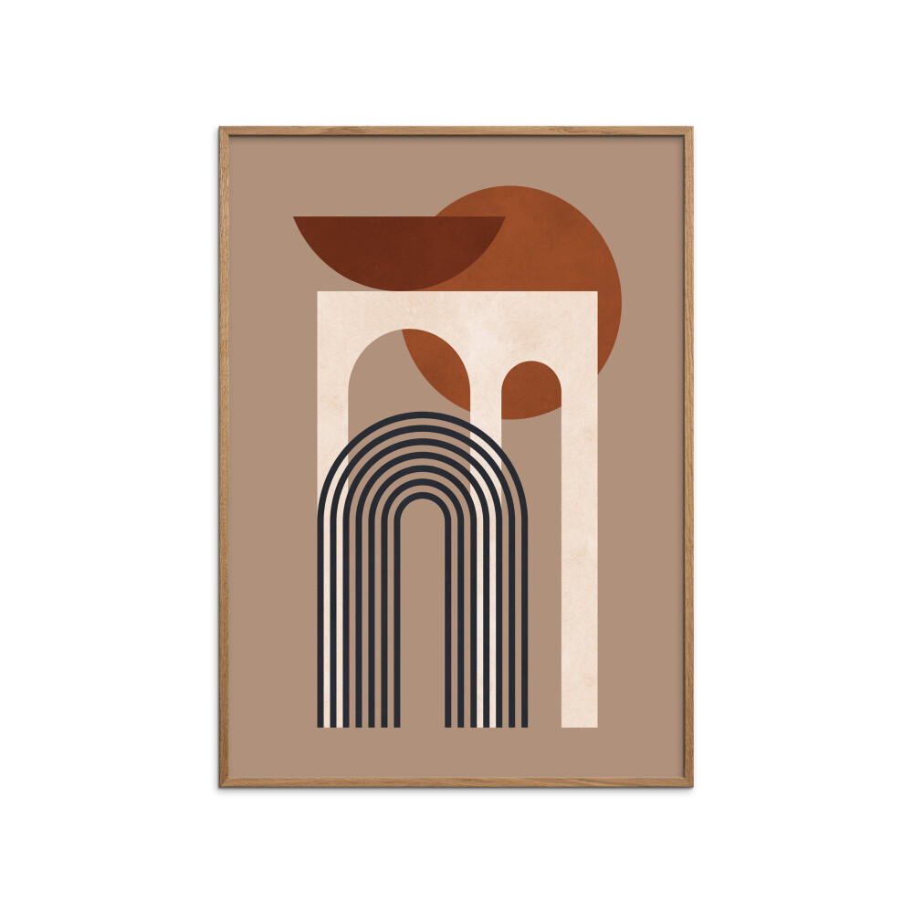 POSTER mit Rahmen Victor Costa - Geometric Composition No.3 - Eichefarben/Braun, Holz/Papier (30/40cm) - Poster&Frame