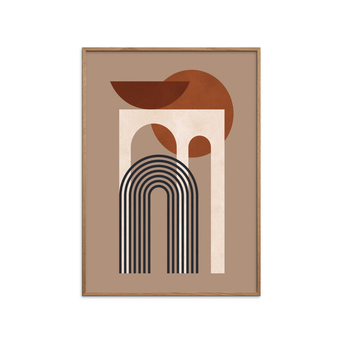 POSTER mit Rahmen Victor Costa - Geometric Composition No.3 - Eichefarben/Braun, Holz/Papier (30/40cm) - Poster&Frame