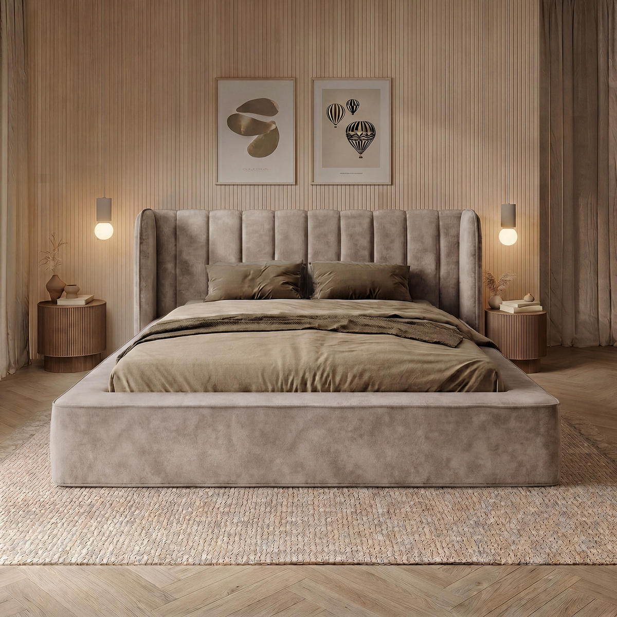 POLSTERBETT GONDO 160x200 cm, Hellbraun - Braun, Textil (200/160cm) - Fedve