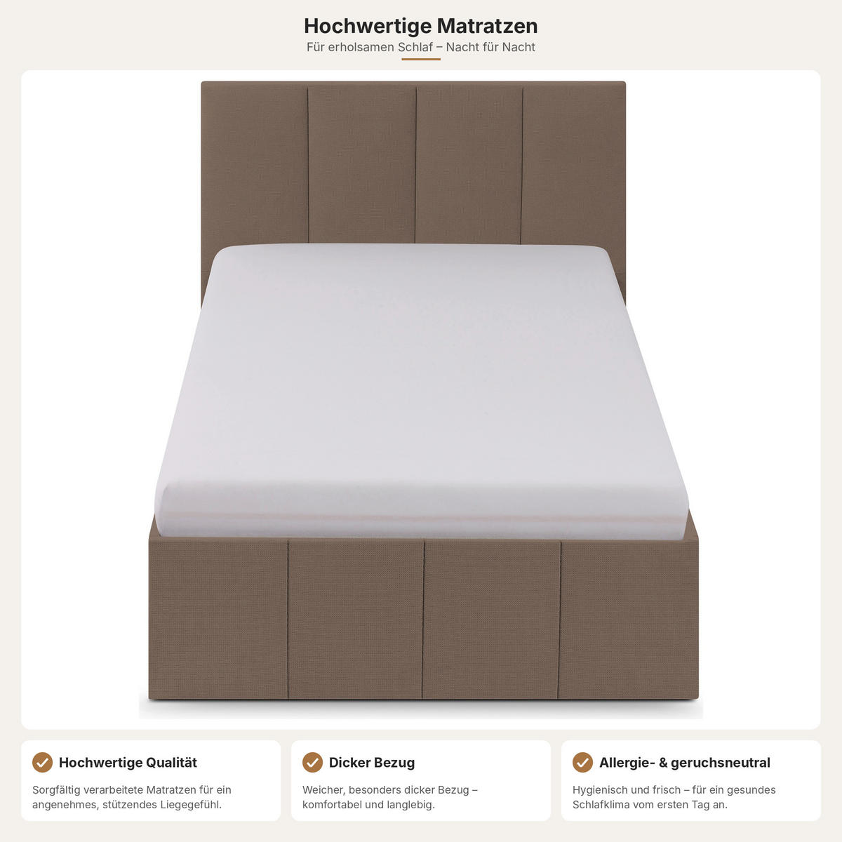 POLSTERBETT Dalas Sahara 140 x 200 x 40 cm Stauraum Mit hochwertiger Matratze H2 (bis 100 kg) und Lattenrost - Sahara, Holz (140/200cm) - Halmon Schlafkomfort Betten 