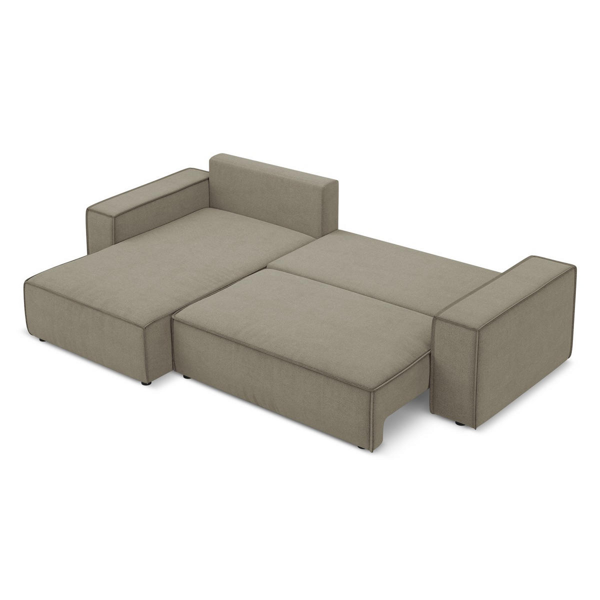 ECKSOFA mit Schlaffunktion Strukturstoff Stoff Beige - Beige/Schwarz, Kunststoff/Textil (185/290cm) - LaMiaSofa