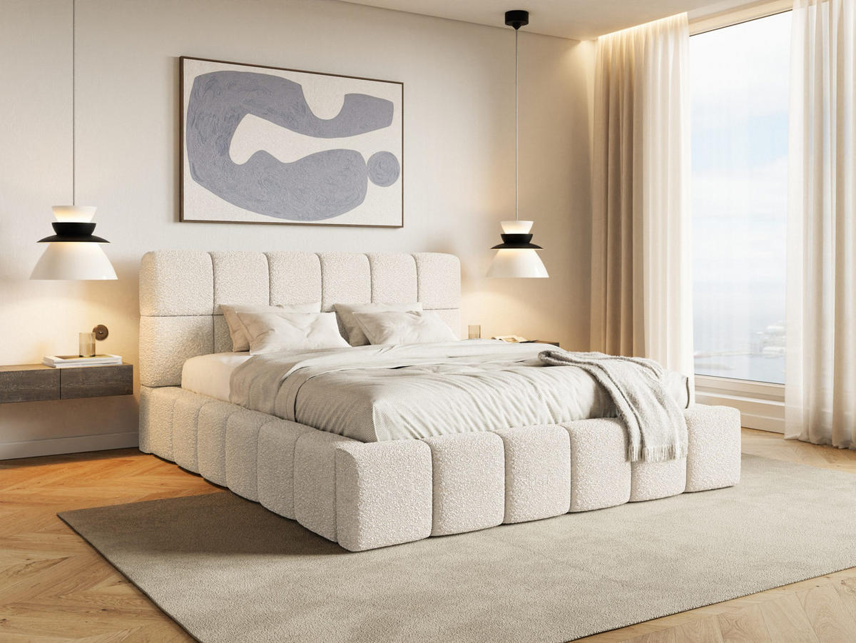 POLSTERBETT Lund 140x200 cm, Creme - Creme, Textil (140/200cm) - Fedve
