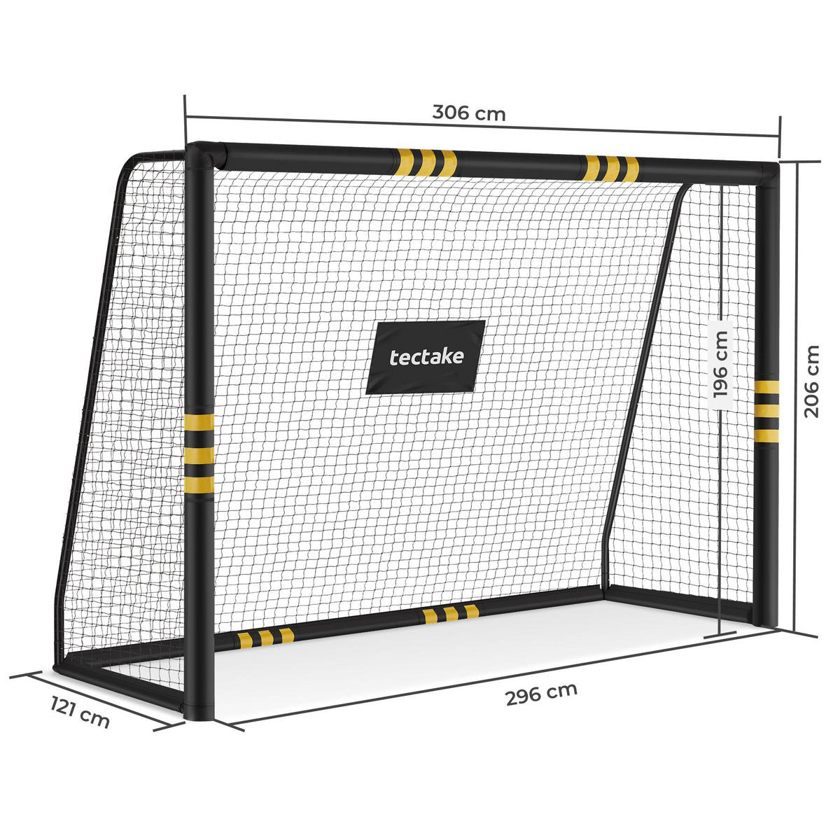 FUSSBALLTOR Harry, werkzeugloses Klicksystem, schwarz/gelb - Gelb/Schwarz, Kunststoff (306/121cm) - tectake
