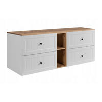 WASCHBECKUNTERSCHRANK GUSTO 140cm mit Arbeitsplatte Farbe: Eichen Craft mit einer Mattweißen Platte - Eichefarben/Weiß, Holzwerkstoff (140/58/46cm) - Rodan