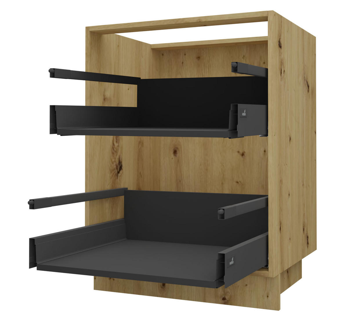 SCHUBLADENUNTERSCHRANK Brerra D2A/80 Korpus eiche artisan / Front RAL 6025 farngrün Matt 80 / 50 / 82 cm Schubladensystem HETTICH InnoTech Atira - Eiche Artisan/Grün, Holz/Holzwerkstoff (80/82/50cm) - Feldmann-Wohnen