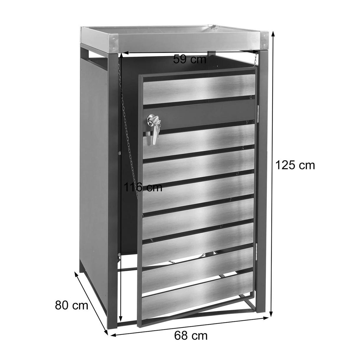 MÜLLTONNENVERKLEIDUNG 1ER Buche Dekor - Buchefarben, Metall (68/125/80cm) - MCW
