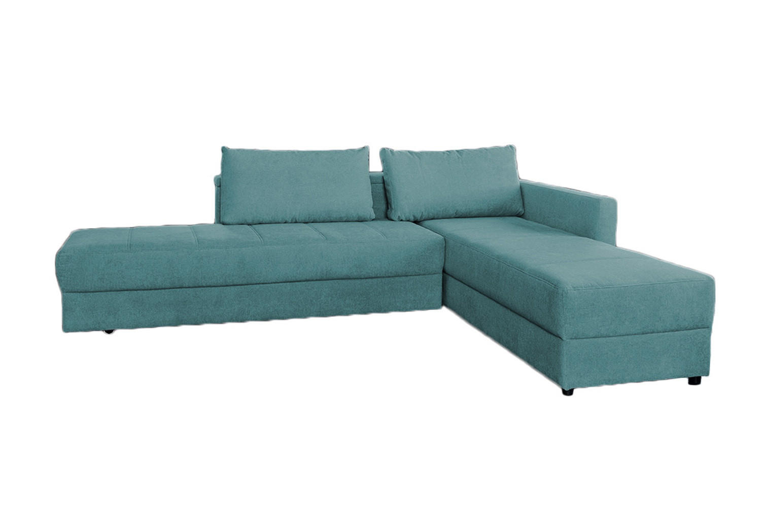 SCHLAFSOFA IDA Petrol Webstoff - Petrol/Schwarz, Textil (287/229cm) - KAWOLA