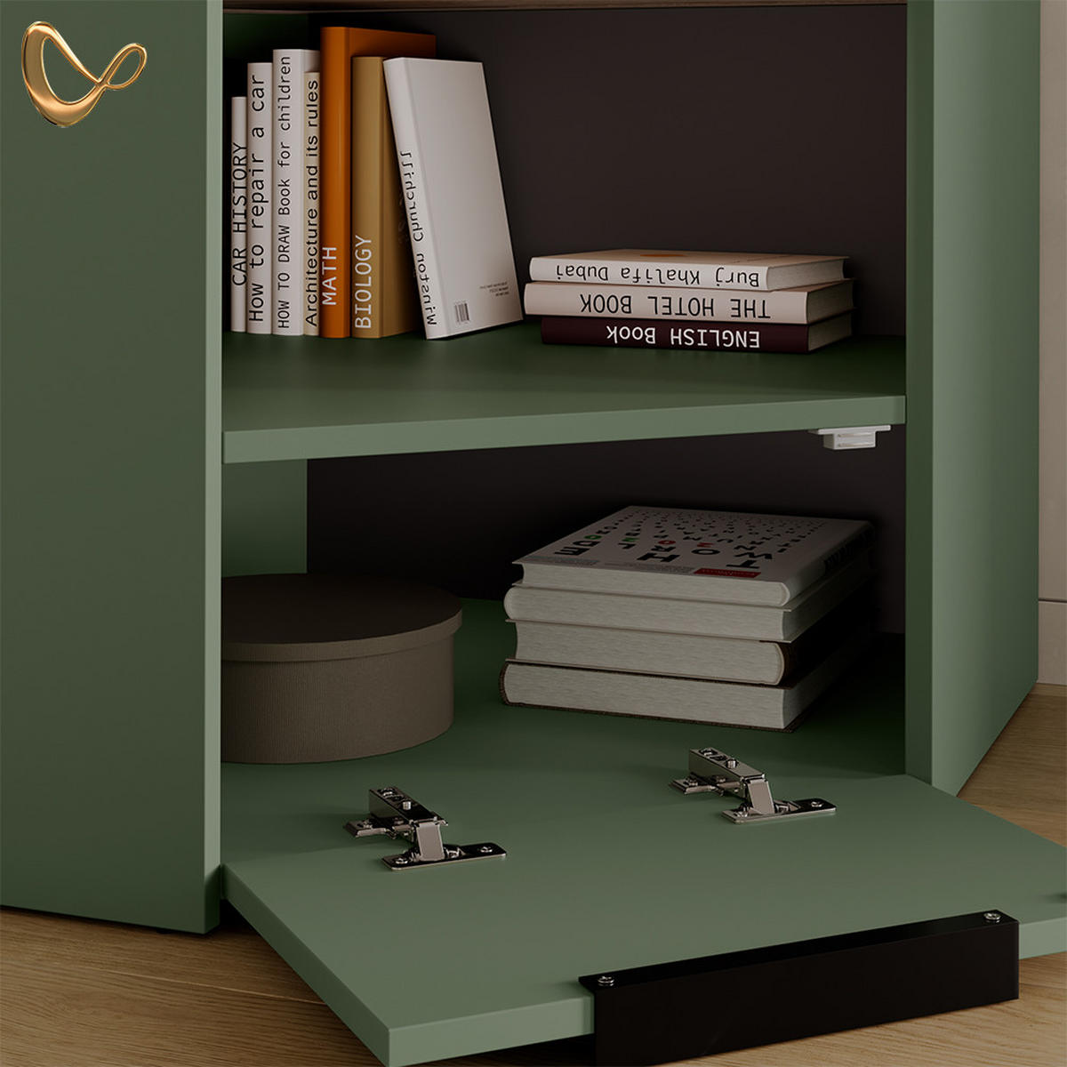 WOHNWAND Piave Grün 3 Teile - Grün, Holzwerkstoff (68/50/68cm) - Livinity®
