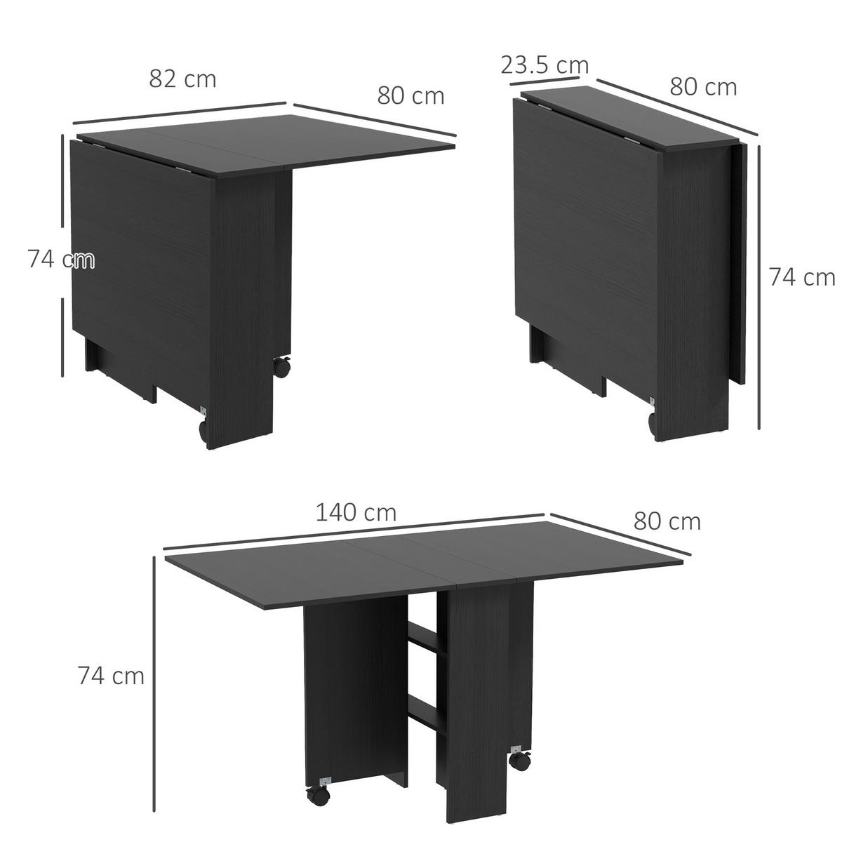 ESSTISCH Schwarz 1 Stück - Schwarz, Kunststoff (140/80/74cm) - GiPP