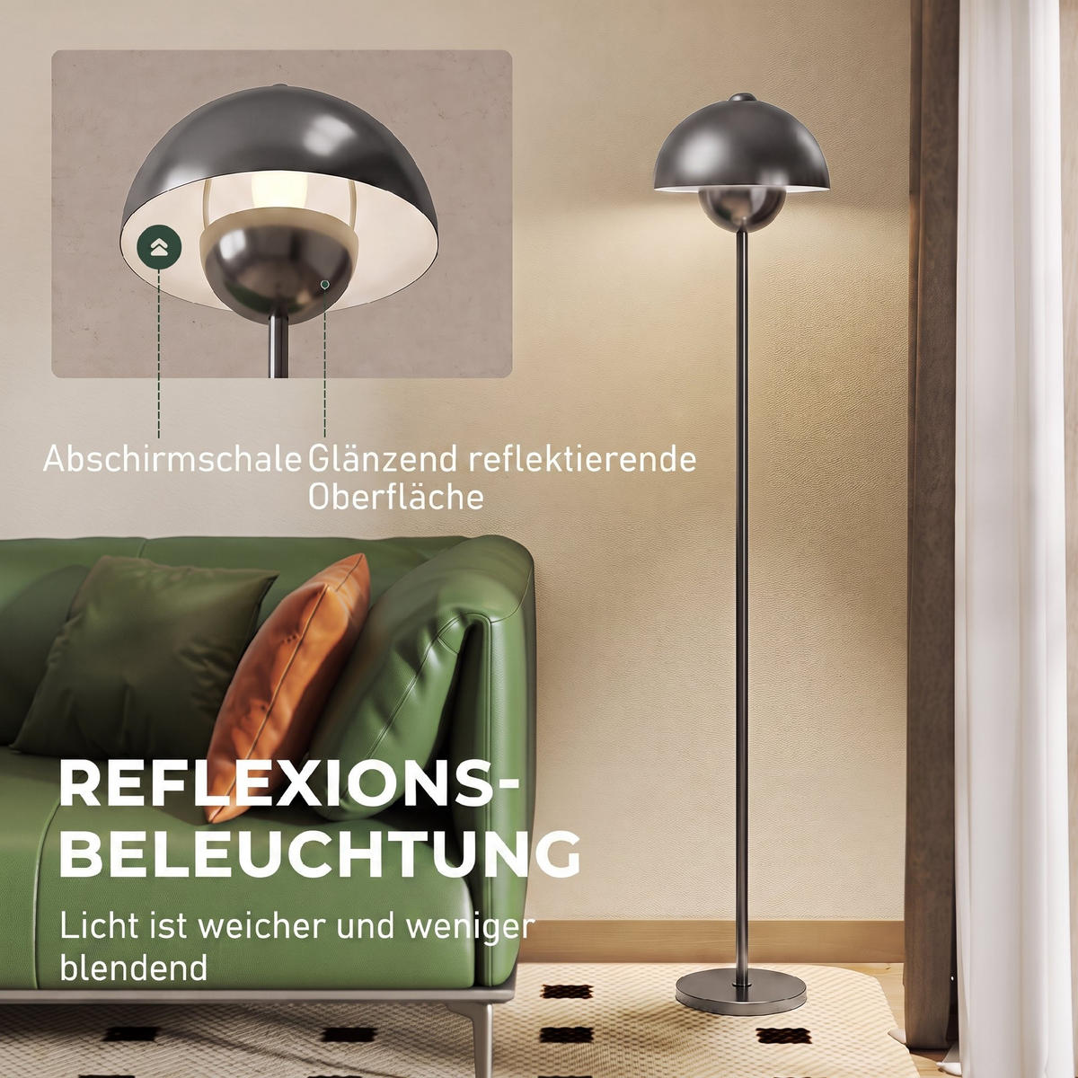 STEHLAMPE Metall Zement Grau - Grau, Metall (30/30/155cm) - HOMCOM