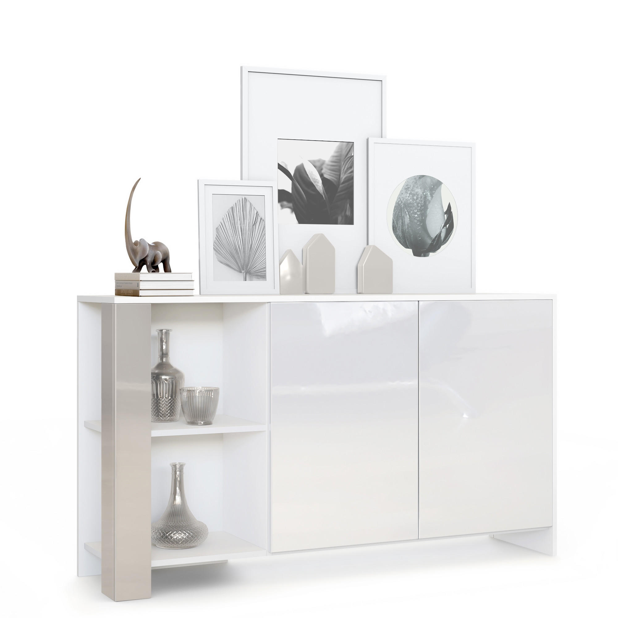 SIDEBOARD Canto Sandgrau Hochglanz - Sandfarben, Holzwerkstoff (143/81/36cm) - Vladon