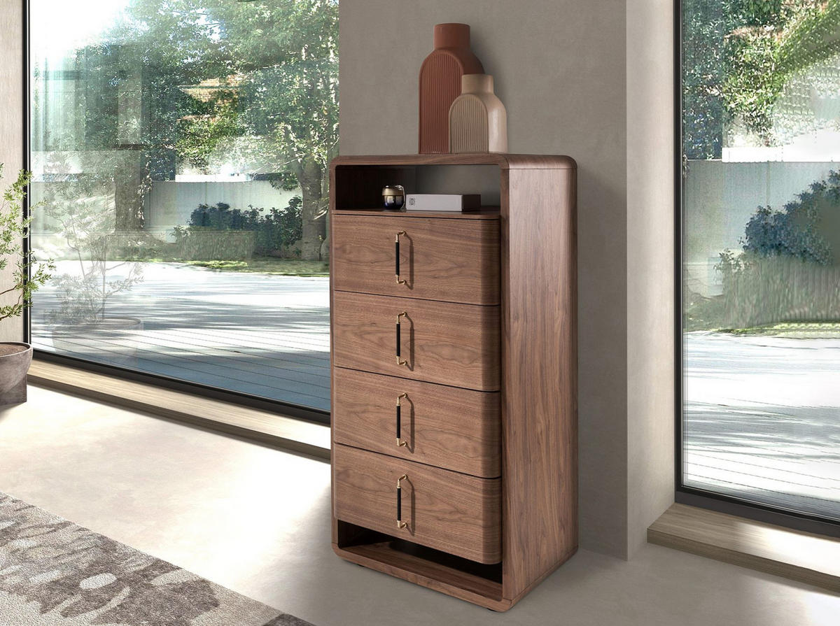 KOMMODE aus Nussbaum und PVC 60/43/117 cm - Goldfarben/Nussbaumfarben, Holz/Holzwerkstoff (60/117/43cm) - ANGEL CERDA