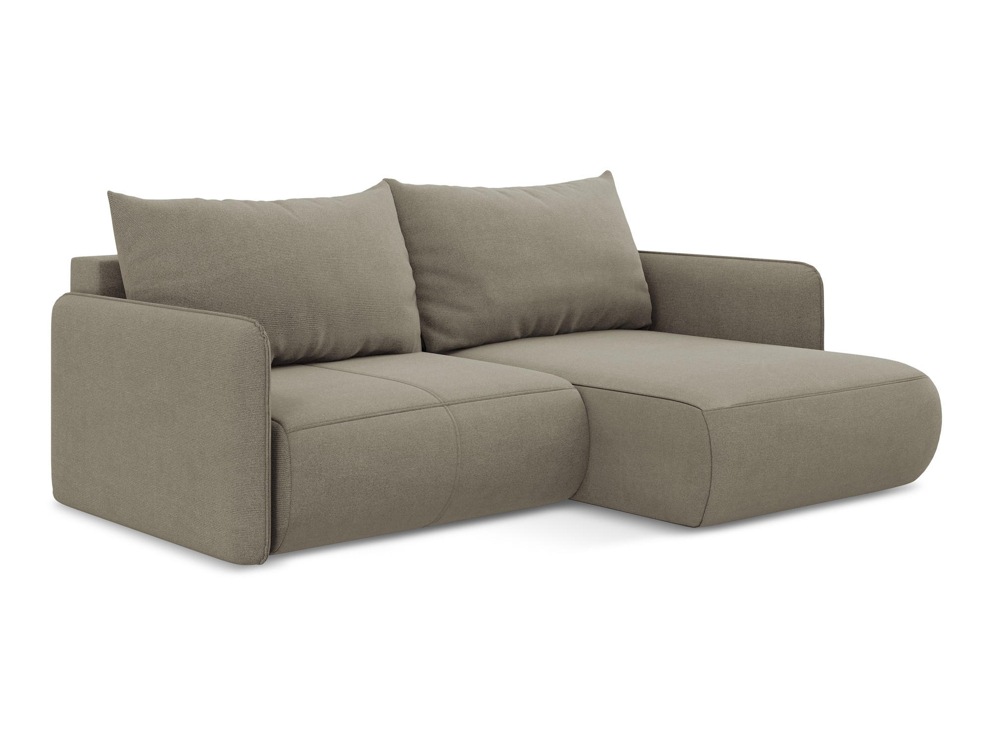 ECKSOFA mit Schlaffunktion Strukturstoff Stoff Beige - Beige/Schwarz, Kunststoff/Textil (207/148cm) - Makamii