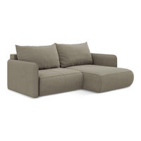 ECKSOFA mit Schlaffunktion Strukturstoff Stoff Beige - Beige/Schwarz, Kunststoff/Textil (207/148cm) - Makamii