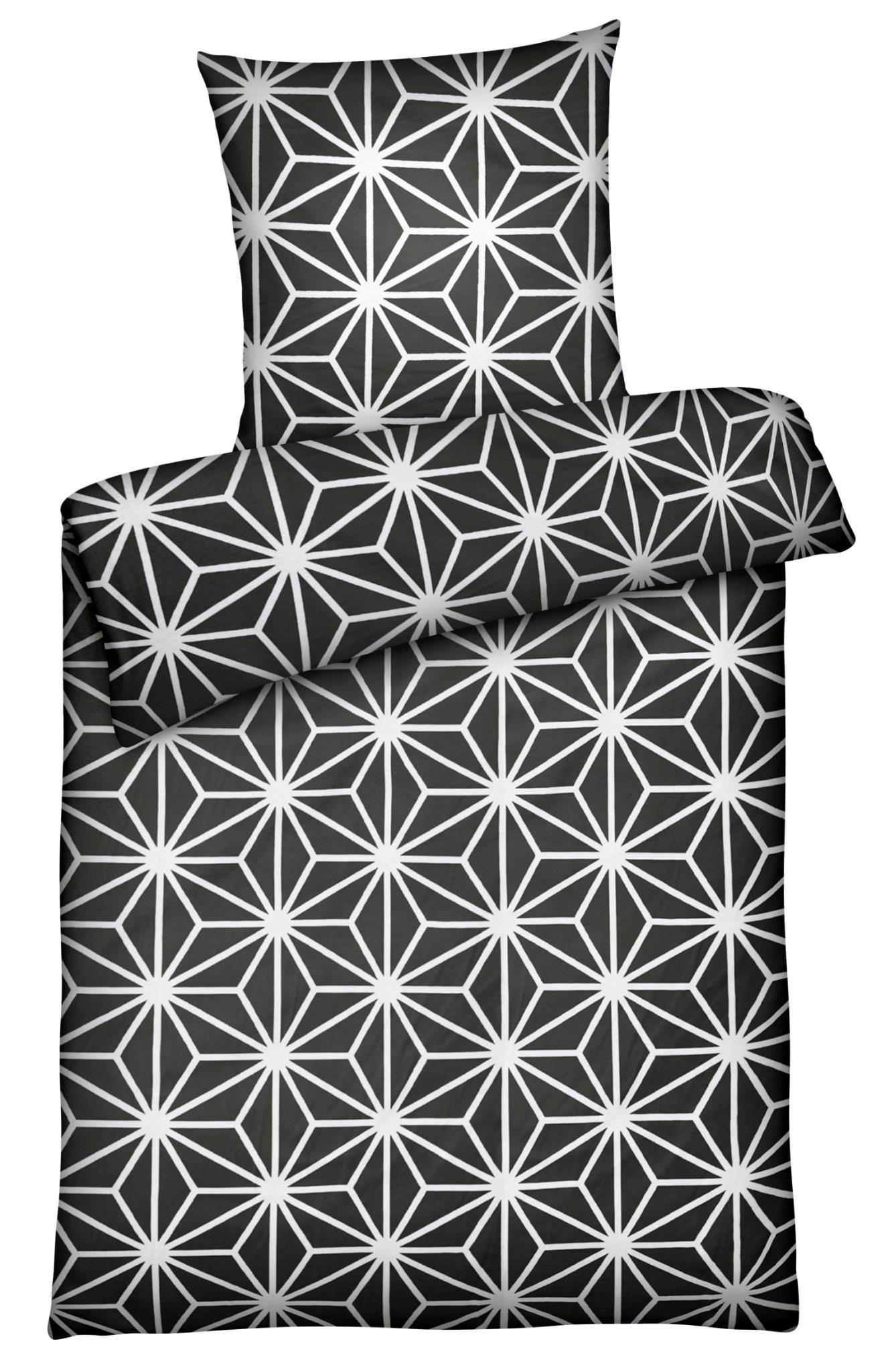 MIKROFASER-BETTWÄSCHE 135x200 Super softer Bettbezug aus 100% Polyester, Sterne Muster Schwarz - Schwarz, Textil (135/200cm) - Carpe Sonno