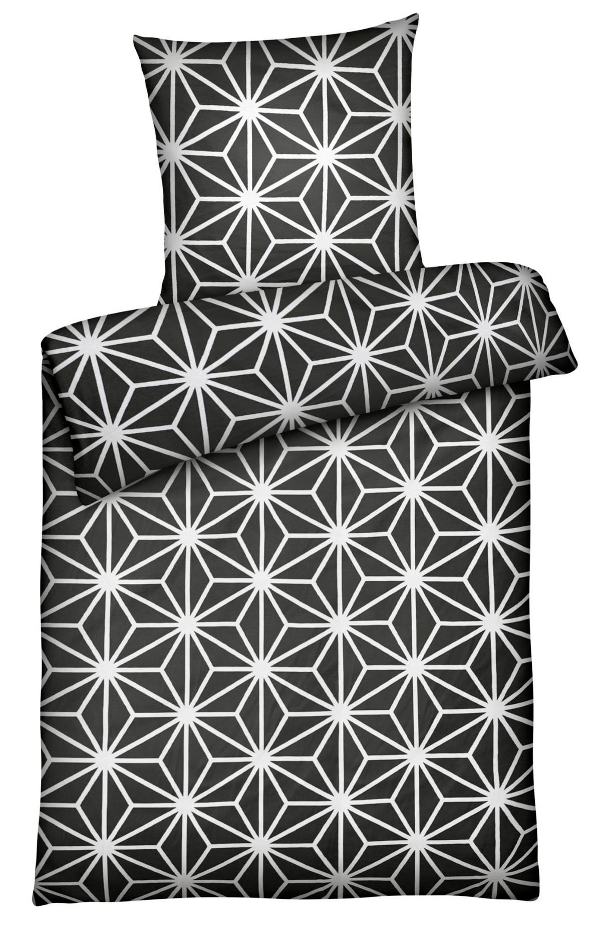 MIKROFASER-BETTWÄSCHE 155x220 Super softer Bettbezug aus 100% Polyester, Sterne Muster Schwarz - Schwarz, Textil (155/220cm) - Carpe Sonno
