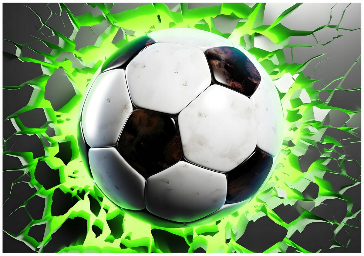 FOTOTAPETE Fußball Kinderzimmer Vliestapete Tapete 350x250 - Multicolor, Papier (350/250cm) - Wallarena