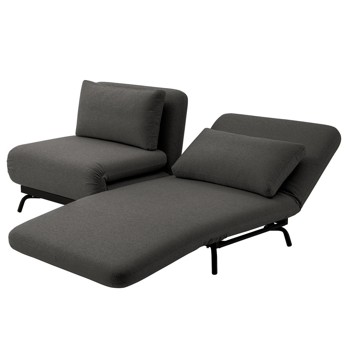 SCHLAFSOFA mit Relaxfunktion - Webstoff - Anthrazit/Schwarz, Textil/Metall (184/78/85cm) - home24