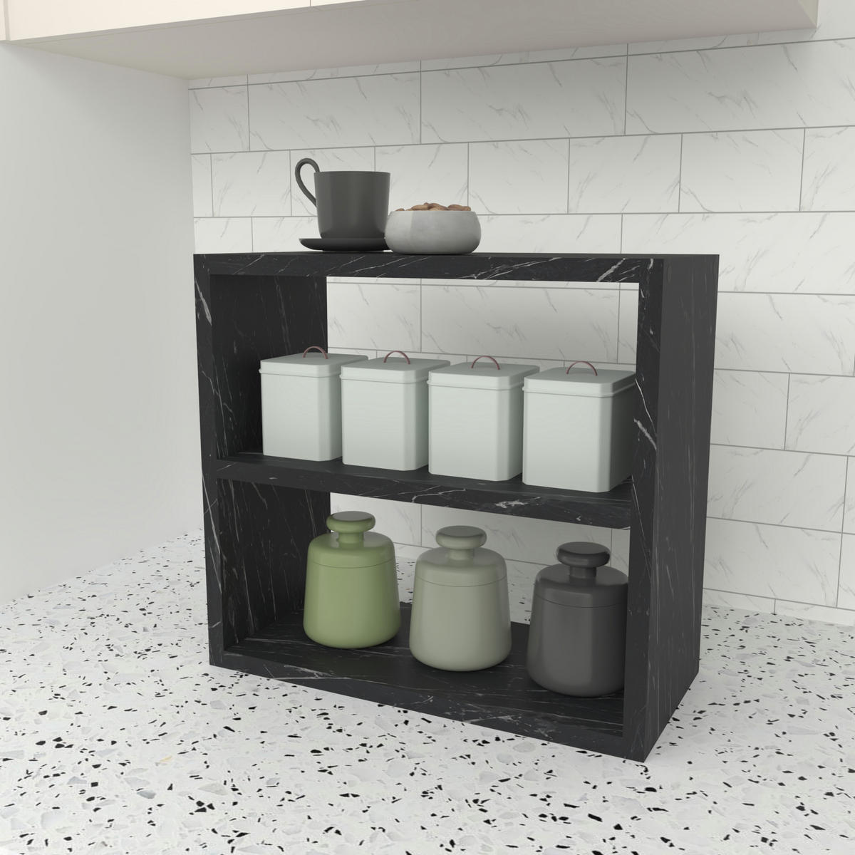 KÜCHENREGAL Hjo - Schwarz, Holzwerkstoff (43.5/40/20cm) - [en.casa]