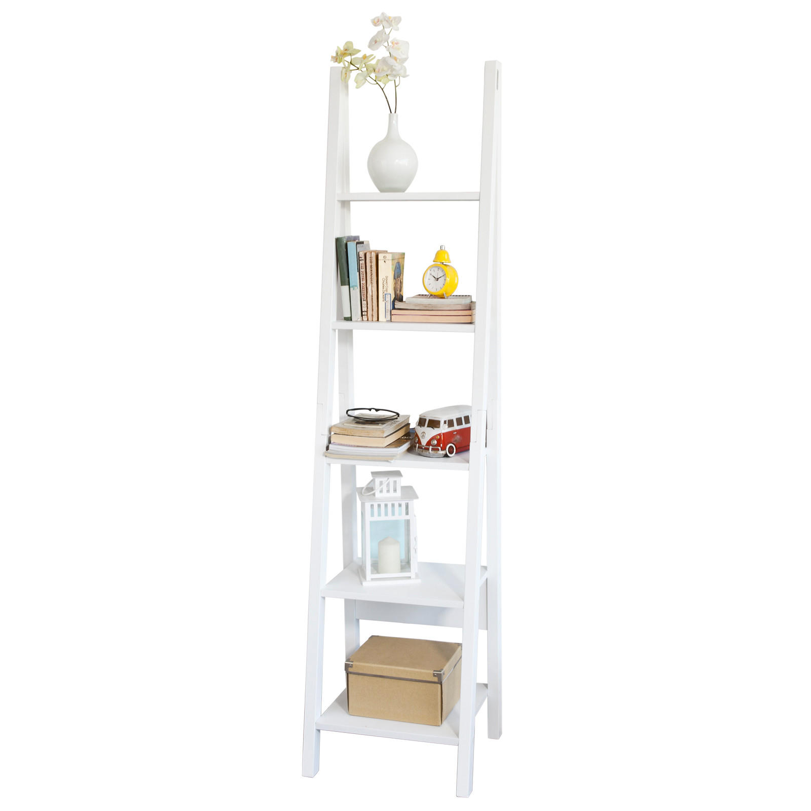 SoBuy KNIHOVNA se 4 policemi Bílá 44x39x180cm Minimalistický
