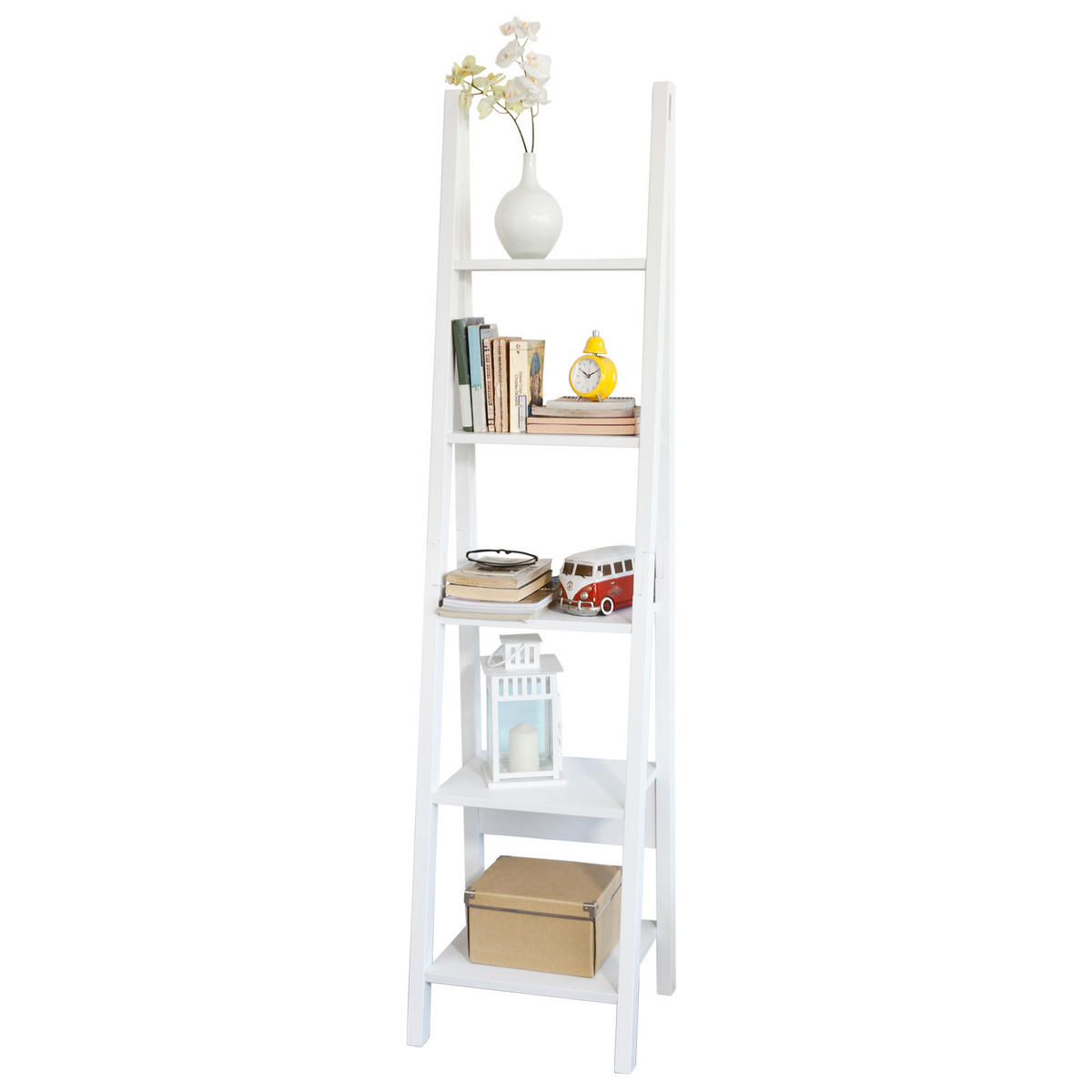 LEITERREGAL Weiß - Weiß, Holzwerkstoff (44/180/39cm) - SoBuy
