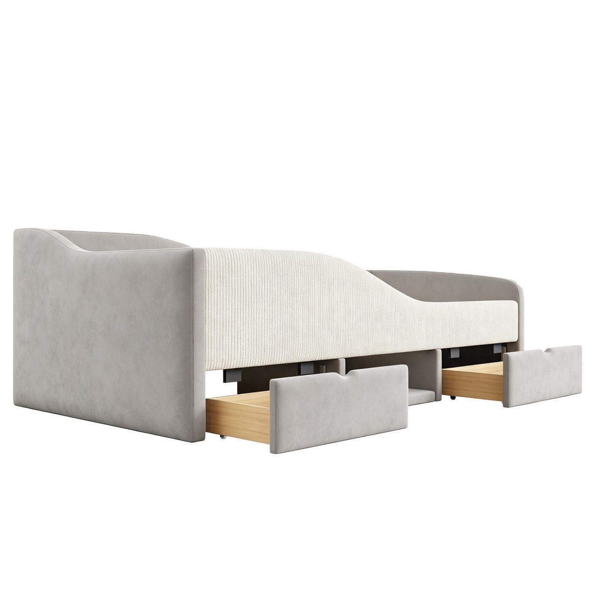 KINDER-POLSTERBETT 90x190 cm in Grau mit Schutzgitter und 2 Schubladen - Grau, Textil (90/190cm) - IVMEU