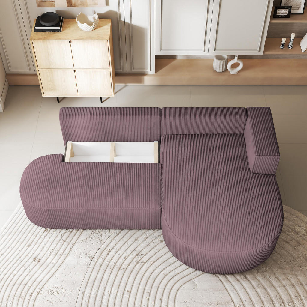 Thumbnail - Masseno Ecksofa, Lila, Holz, 3-Sitzer, L-Form,L-Form, 265x174 cm, Wohnzimmer, Sofas & Couches, Wohnlandschaften, Ecksofa...