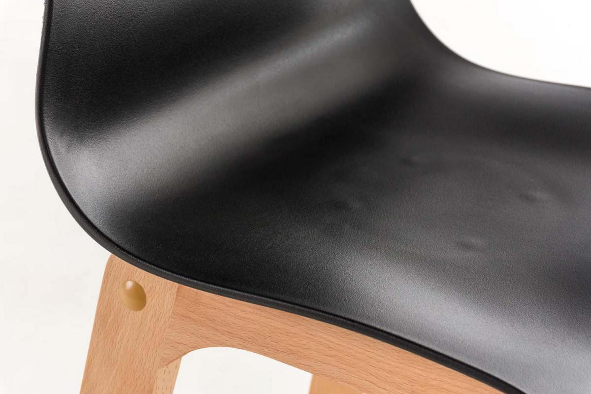 BARHOCKER Holz schwarz - Eukalyptusholzfarben/Schwarz, Holz (41/101/46cm) - CLP