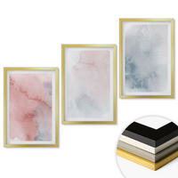 WANDBILDER 3er Set - 40x60 cm Goldrahmen - Pastellfarben auf Leinwand - Goldfarben, Kunststoff (40/60cm) - ArtPrintCave