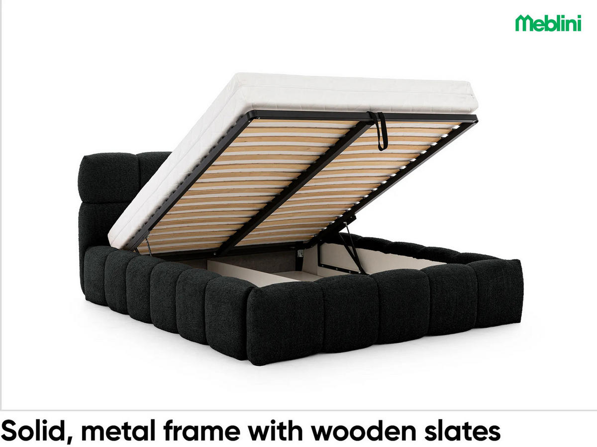 POLSTERBETT Salerno - Schwarz, Textil (120/200cm) - Meblini