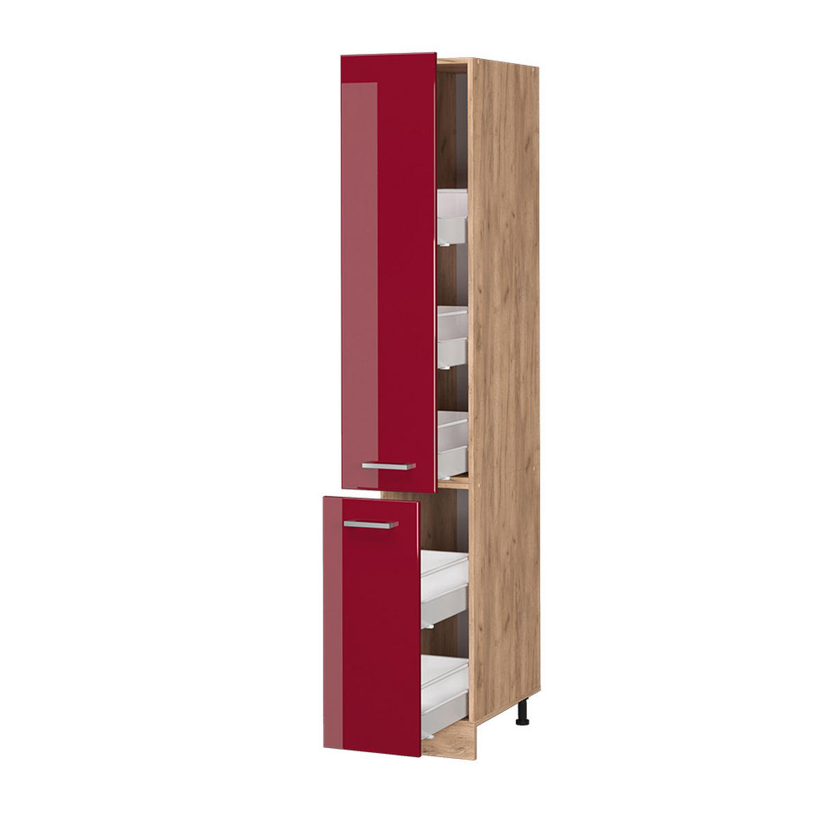 APOTHEKERSCHRANK R-Line Rot Hochglanz 30 cm - Honigeiche/Bordeaux, Holzwerkstoff (30/206.8/57.2cm) - Vicco