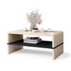 COUCHTISCH rechteckig Beige Hochglanz - Schwarz mit Ablage - Beige/Schwarz, Holzwerkstoff (60/100/43cm) - designimpex
