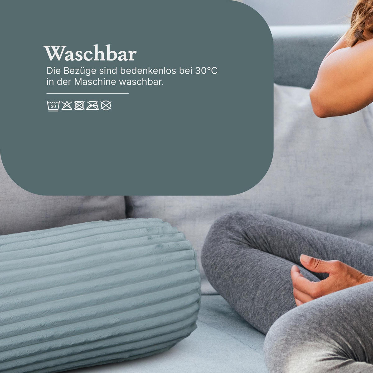 DEKOKISSEN Cord 20x70 cm Graugrün - Grün, Textil (20/70cm) - Bestlivings