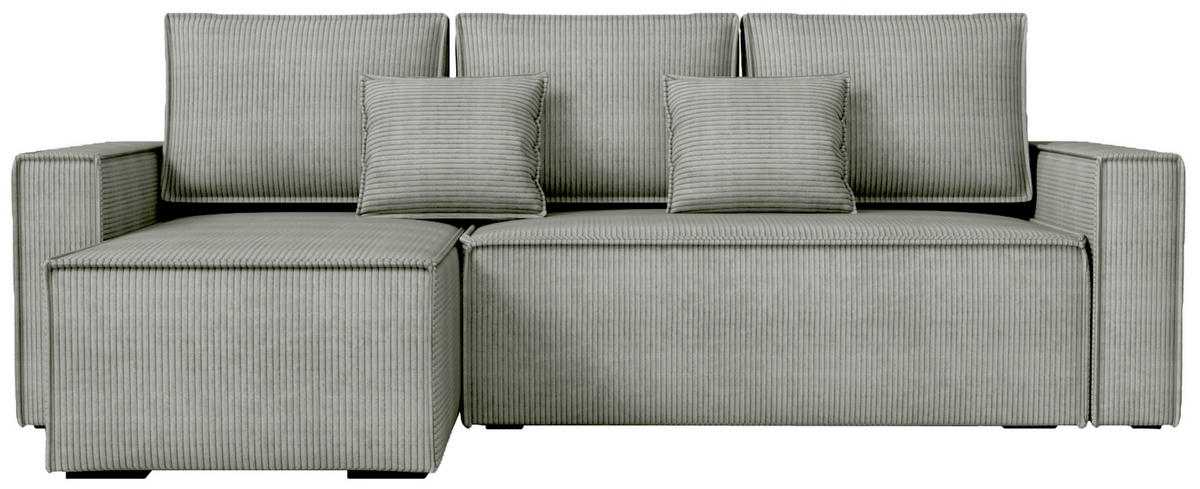 ECKSOFA Dexter mit Schlaffunktion Grau Cord - Hellgrau, Textil (238/141cm) - Bromarkt