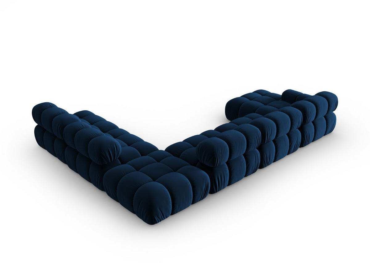 MODULARES-PANORAMASOFA rechts Bellis aus Samt königsblau 7 Sitzplätze - Blau, Textil (282/63/379cm) - Micadoni