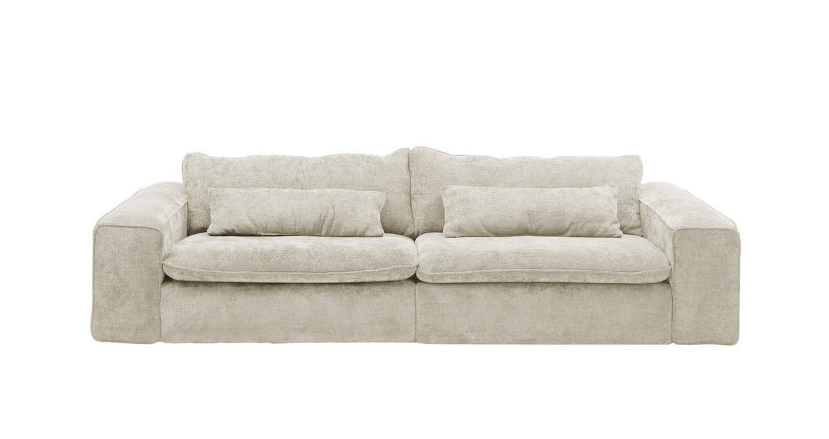 BIGSOFA mit Mikrofaser-Flachgewebe Eden - Beige/Schwarz, Kunststoff/Textil (300/80/118cm) - ed exciting design