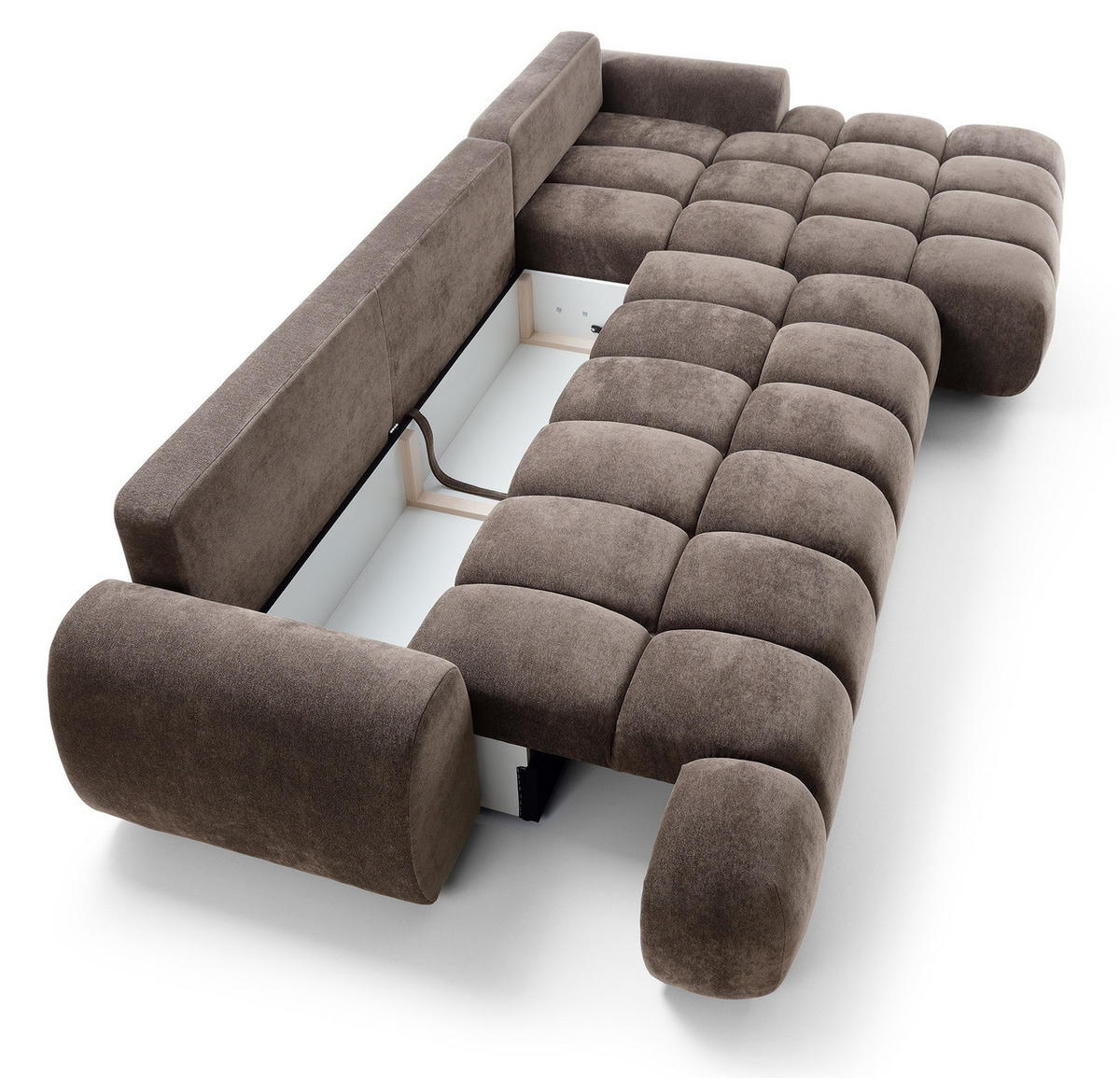 ECKSOFA 340 cm Valerio II, Schlaffunktion, Bettkasten, Rechts, Braun - Braun, Holz (177/340cm) - Emporius