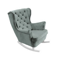 SCHAUKELSESSEL mit gepolstertem Sitz und Armlehnen, 102x81x95 cm, Asche_29857 - Blaugrau/Weiß, Holz/Textil (81/102/95cm) - DomoHome